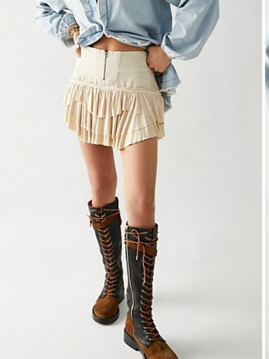 Free People Dresses & Skirts - Free People Frostbite Ruffles Tiered Exposed Zipper Mini Skirt